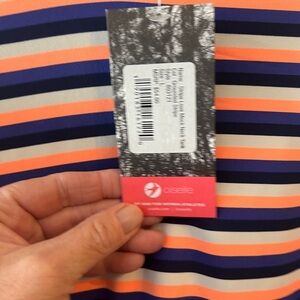 Oiselle Orange and Blue Short Sleeve Tee